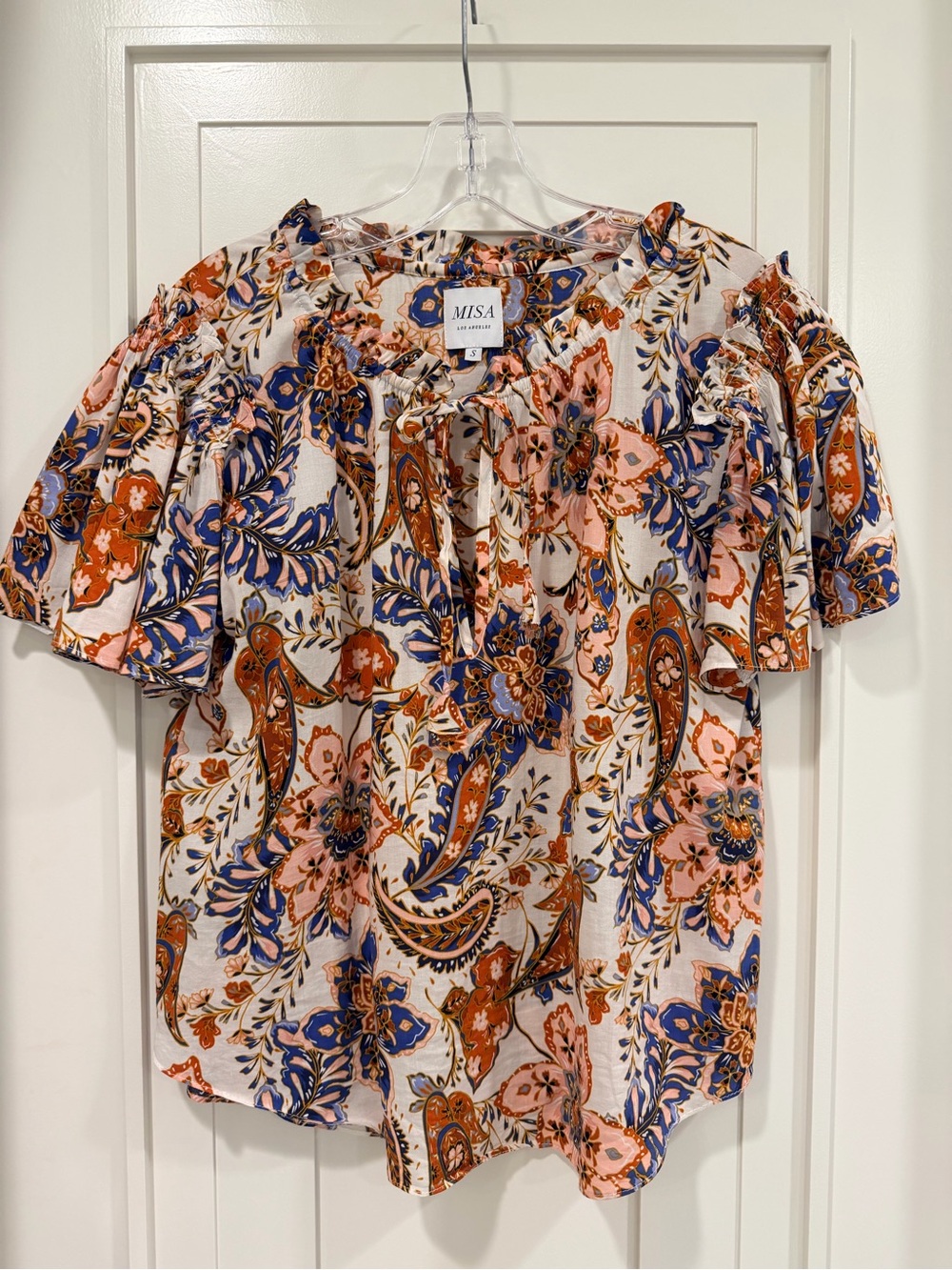 MISA Los Angeles Floral Paisley Short Sleeve Blouse